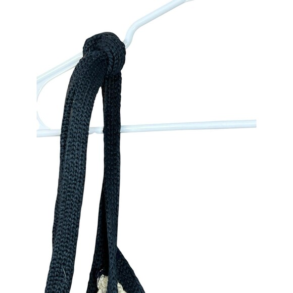 ZARA Crochet Knit Midi Dress S Blue Striped Tie Shoulder Boho Beach Resort NWT - Picture 11 of 15